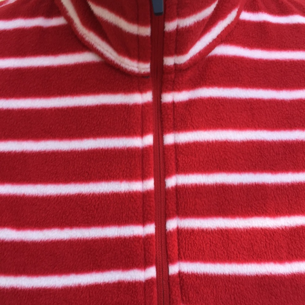 NWOT Red & White Striped Lands End Pullover Fleece - Picture 2 of 7